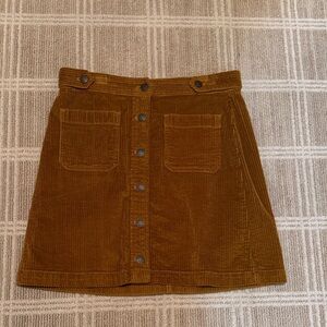Madewell Brown Corduroy Button-Front Mini Skirt